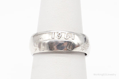 Vintage 1961 Liberty Quarter Dollar Silver Ring - Size 4.75