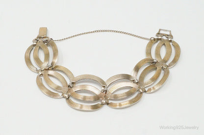Vintage Designer Symmetalic 14K Gold Art Deco Sterling Silver Bracelet