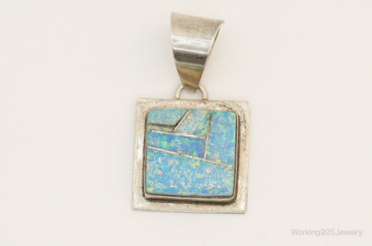 Vintage Native American B. Piaso Jr. Opal Sterling Silver Pendant