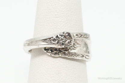 Antique International Sterling Silver "Prelude" Floral Spoon Ring Size 6.5
