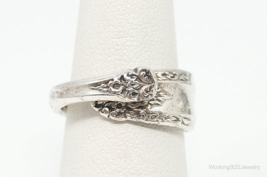 Antique International Sterling Silver "Prelude" Floral Spoon Ring Size 6.5