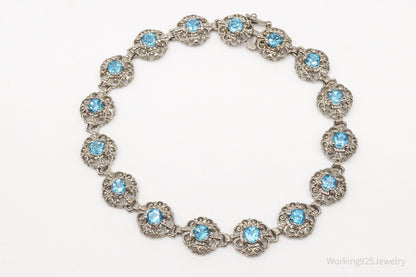 Vintage Blue Topaz Sterling Silver Bracelet