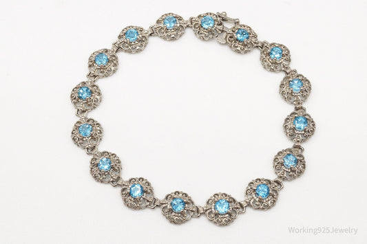 Vintage Blue Topaz Sterling Silver Bracelet