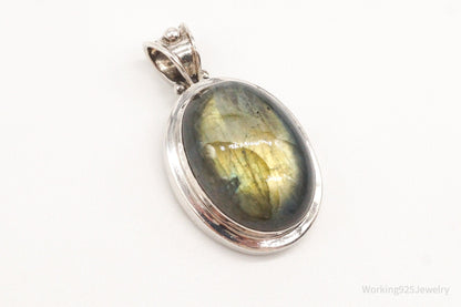 Vintage Large Labradorite Sterling Silver Pendant
