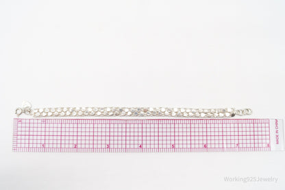 Vintage Hearts Mesh Chain Link Silver Bracelet