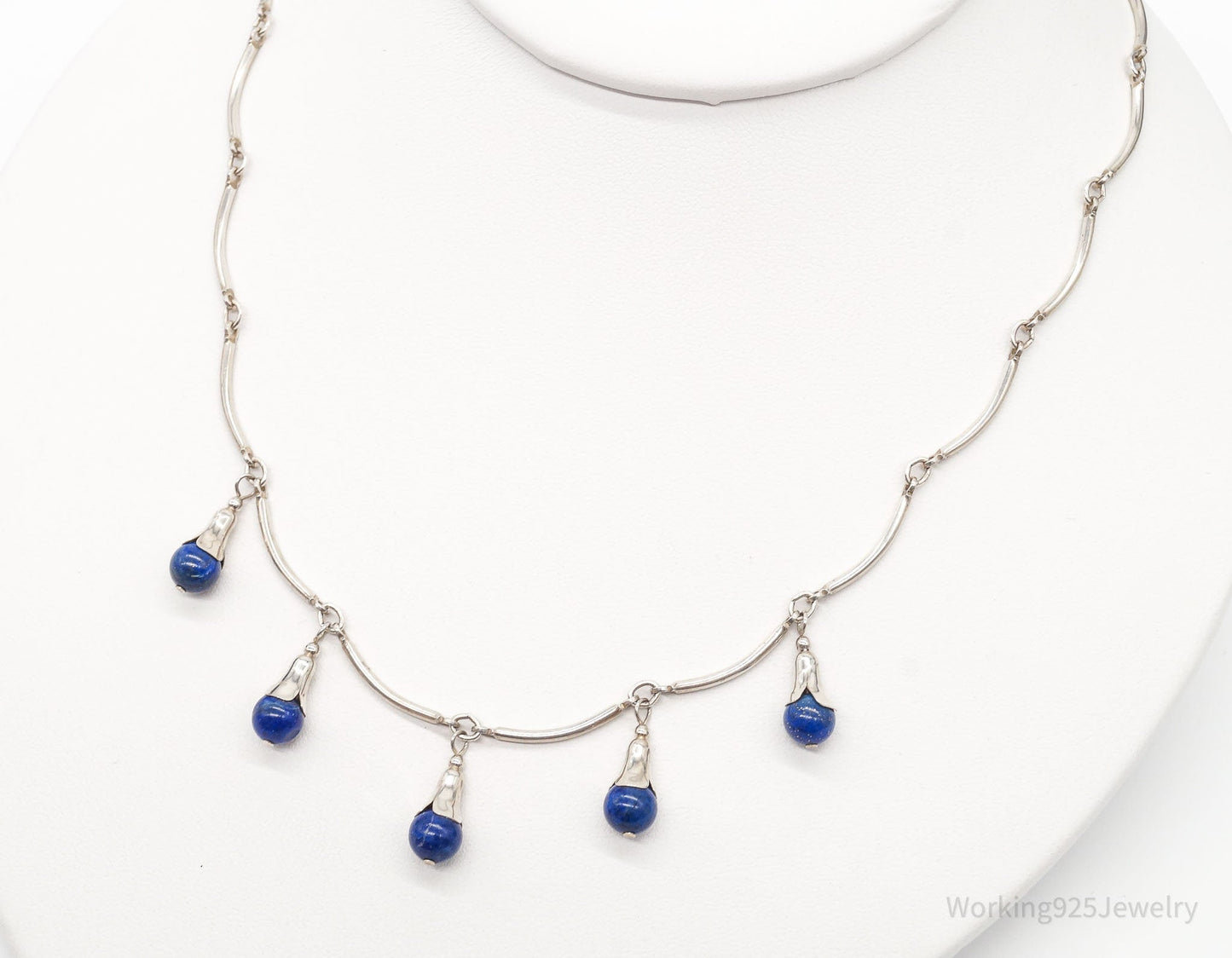 VTG Southwestern Carolyn Pollack Relios Lapis Lazuli Sterling Silver Necklace