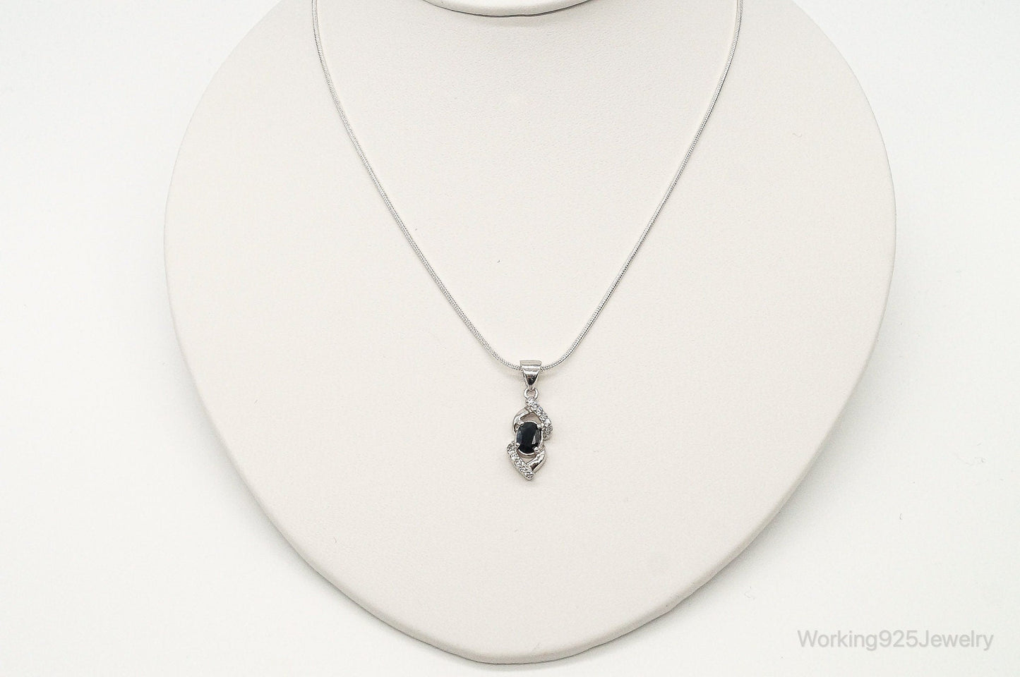 Sapphire Cubic Zirconia Sterling Silver Necklace
