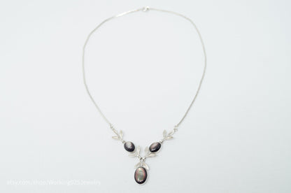 Vintage Designer Van Dell Black MOP Sterling Silver Necklace
