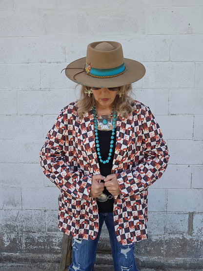 Baha Ranch Checkered Rodeo Women's Western Blazer