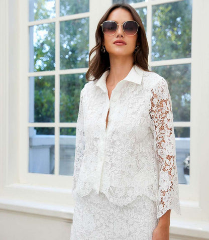 Lace Button Down Soft Jacket