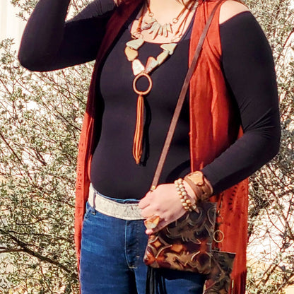 Aqua Terra Stone Slab Leather Cord Necklace 231ee