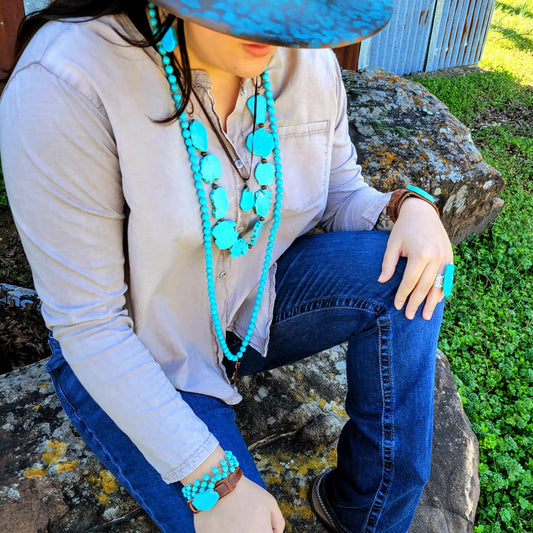 Turquoise Triple Strand Bracelet 804j