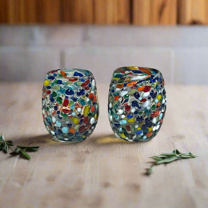 Rounded Mexican Shot Glass | Hand-Blown Mexican Confetti Glassware
