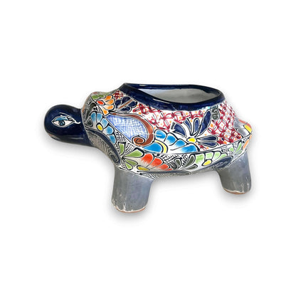 Talavera Turtle Planter | Hand-Painted Mexican Ceramic Garden Pot