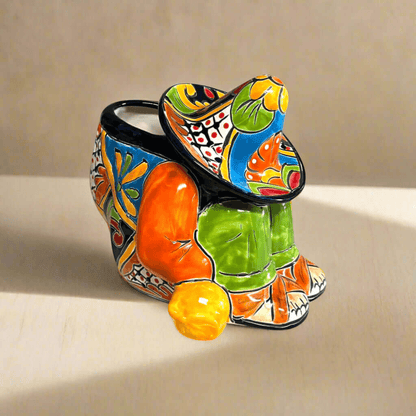 Colorful Talavera Panchito Planter | Mexican Sleeping Man Pottery