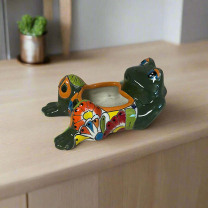 Talavera Frog Planter | Hand-Painted Mexican Ceramic Pot