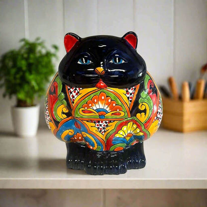 Fat Cat Talavera Planter | Handmade Mexican Pottery