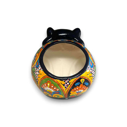 Fat Cat Talavera Planter | Handmade Mexican Pottery