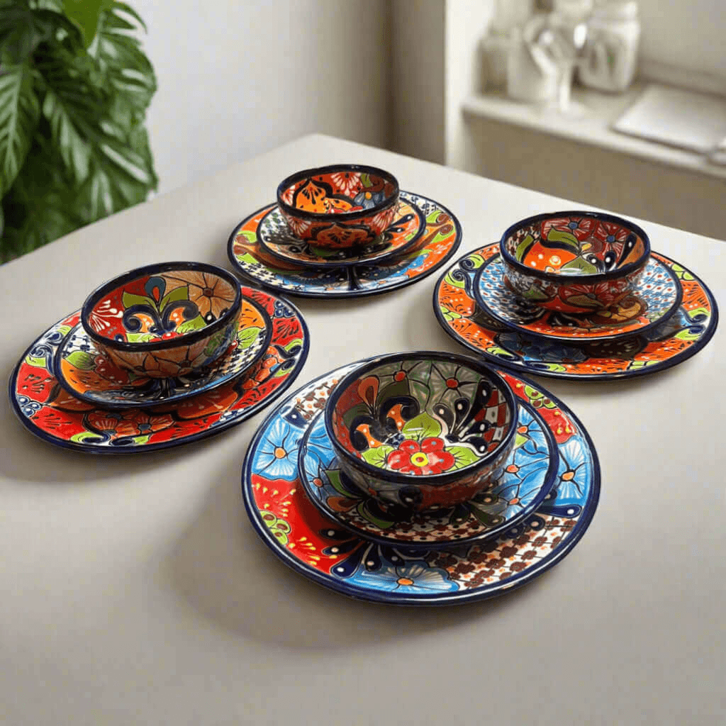 12-Piece Talavera Dinnerware Set | Mexican Ceramic Plates & Bowls