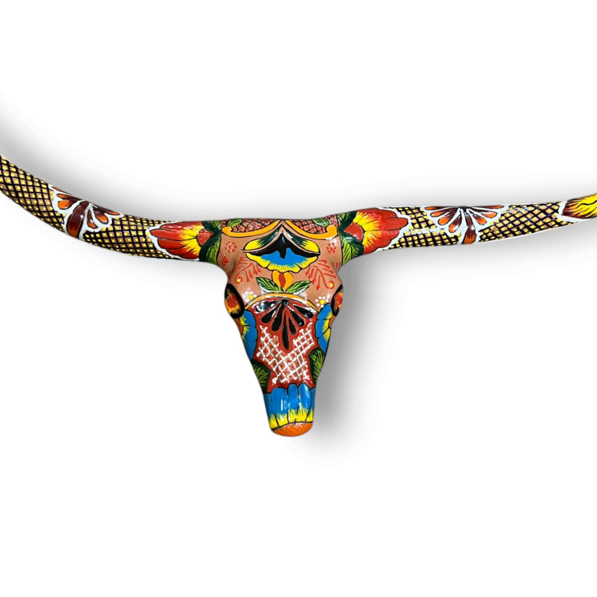Talavera Longhorn Skull | Handmade Mexican Bull Wall Art