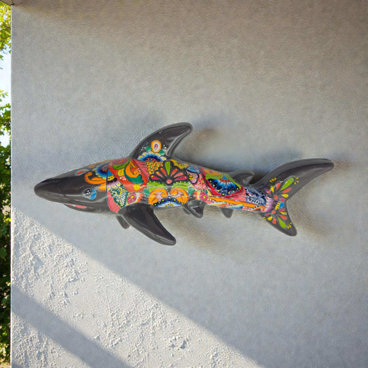Talavera Shark Wall Sculpture | Colorful Mexican Art