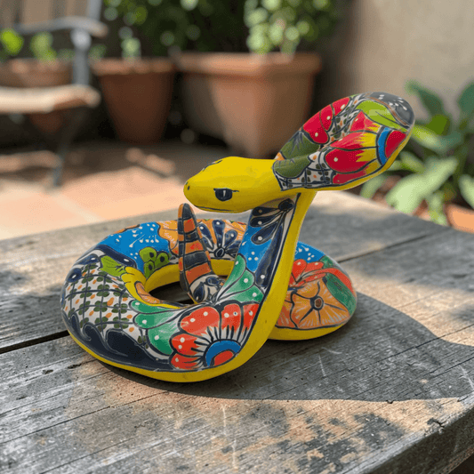 Colorful Talavera Snake Sculpture | Handmade Ceramic Art