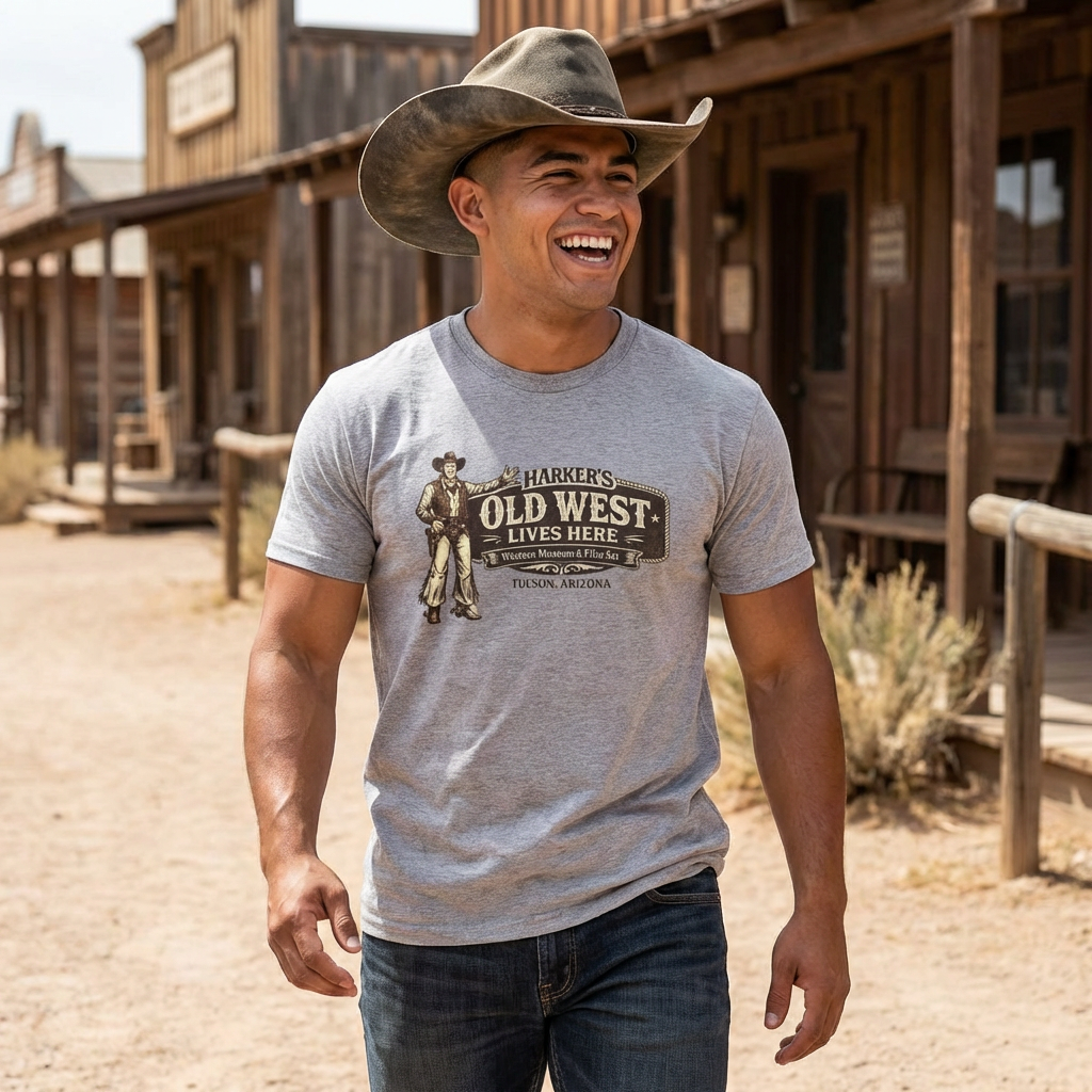 Harker's Old West T-Shirt – “Harker’s Old West Lives Here” Vintage Western Tee