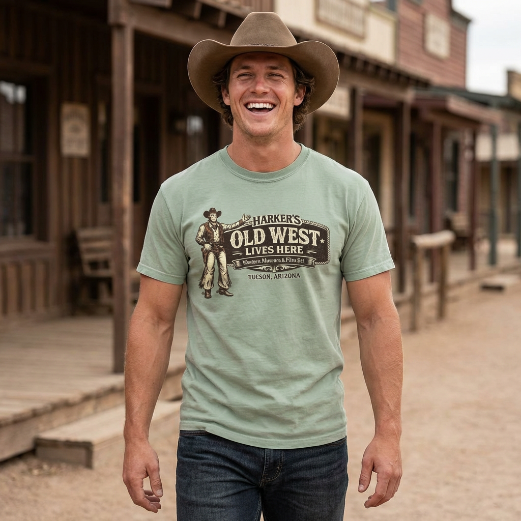 Harker's Old West Lives Here T-Shirt — Vintage Cowboy Tucson Arizona Tee
