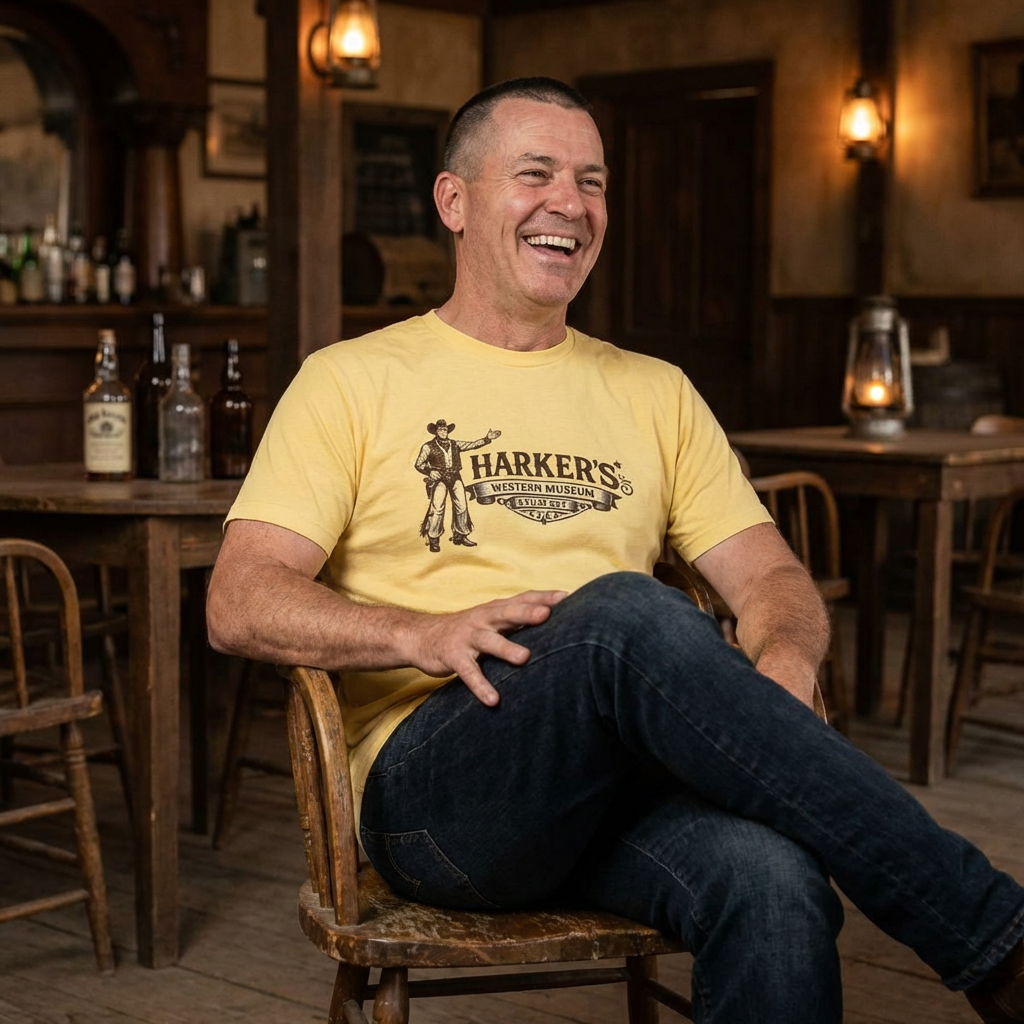 Harker's Western Unisex Tee — Vintage Cowboy Graphic T-Shirt