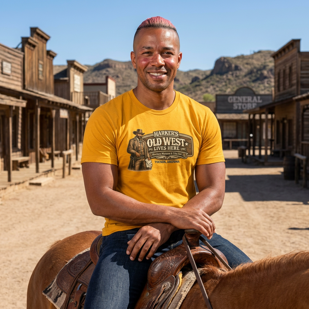 Harker's Bounty Hunter  — 'Old West Lives Here' Vintage Western Ranch Tee