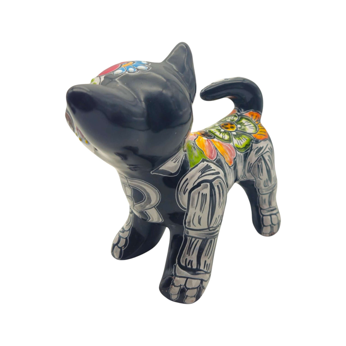 Talavera Chihuahua Statue | Hand-Painted Day of the Dead Art