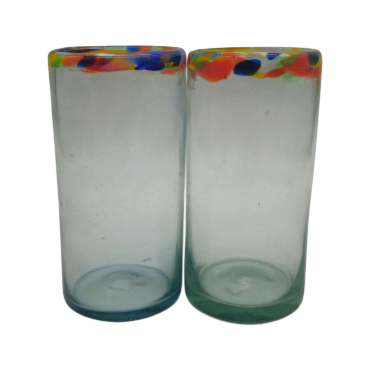 Hand-Blown Colorful Tumbler Glass | Confetti Rim