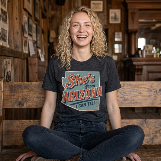She's From Arizona I Can Tell Cowgirl T-Shirt -  Western Tee