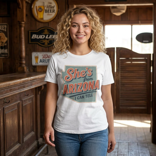She's From Arizona I Can Tell Cowgirl T-Shirt -  Western Tee