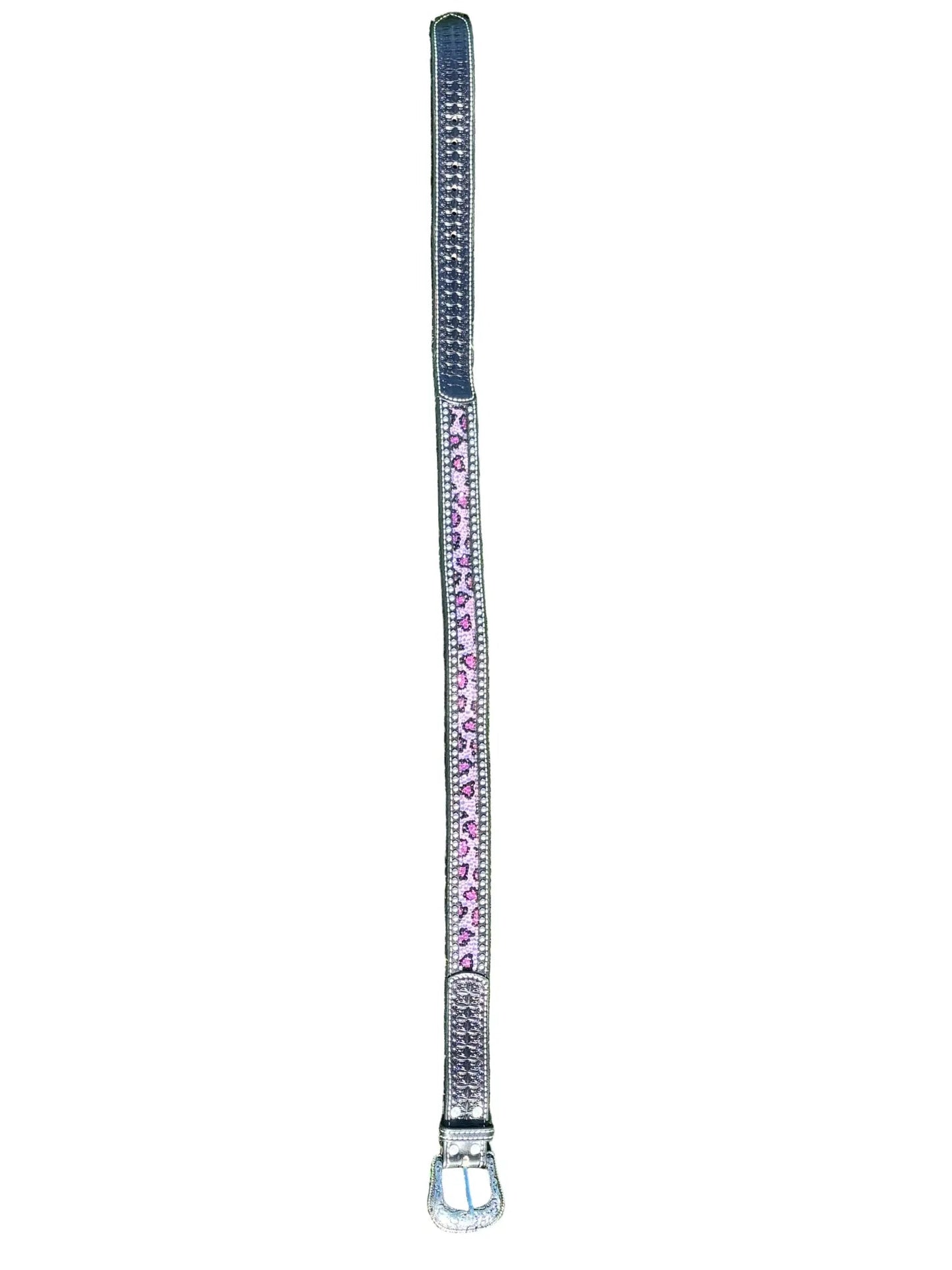 Catty Cowgirl Crystal Tooled Leather Belt