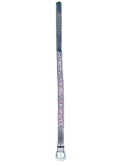 Catty Cowgirl Crystal Tooled Leather Belt
