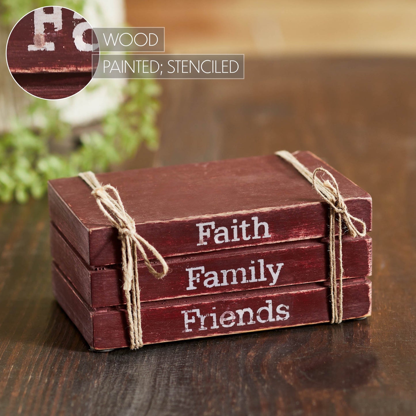 Faux Book Stack: Faith, Family & Friends