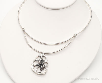 Unique RARE Vintage Cotter Brutalist Silver Necklace