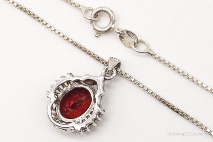 Vintage Garnet Cubic Zirconia Sterling Silver Necklace