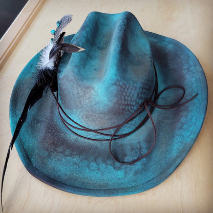 CUSTOM Hand-Painted Cowgirl Western Boho Hat A102