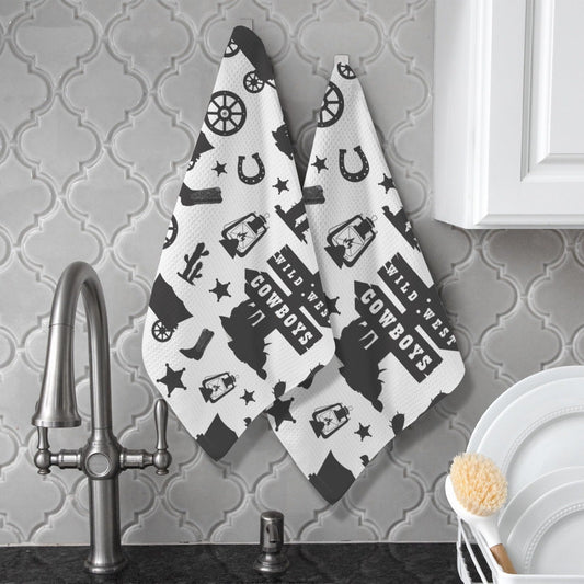 Wild West Cowboys Set of 2 Dish Towels Made in America
