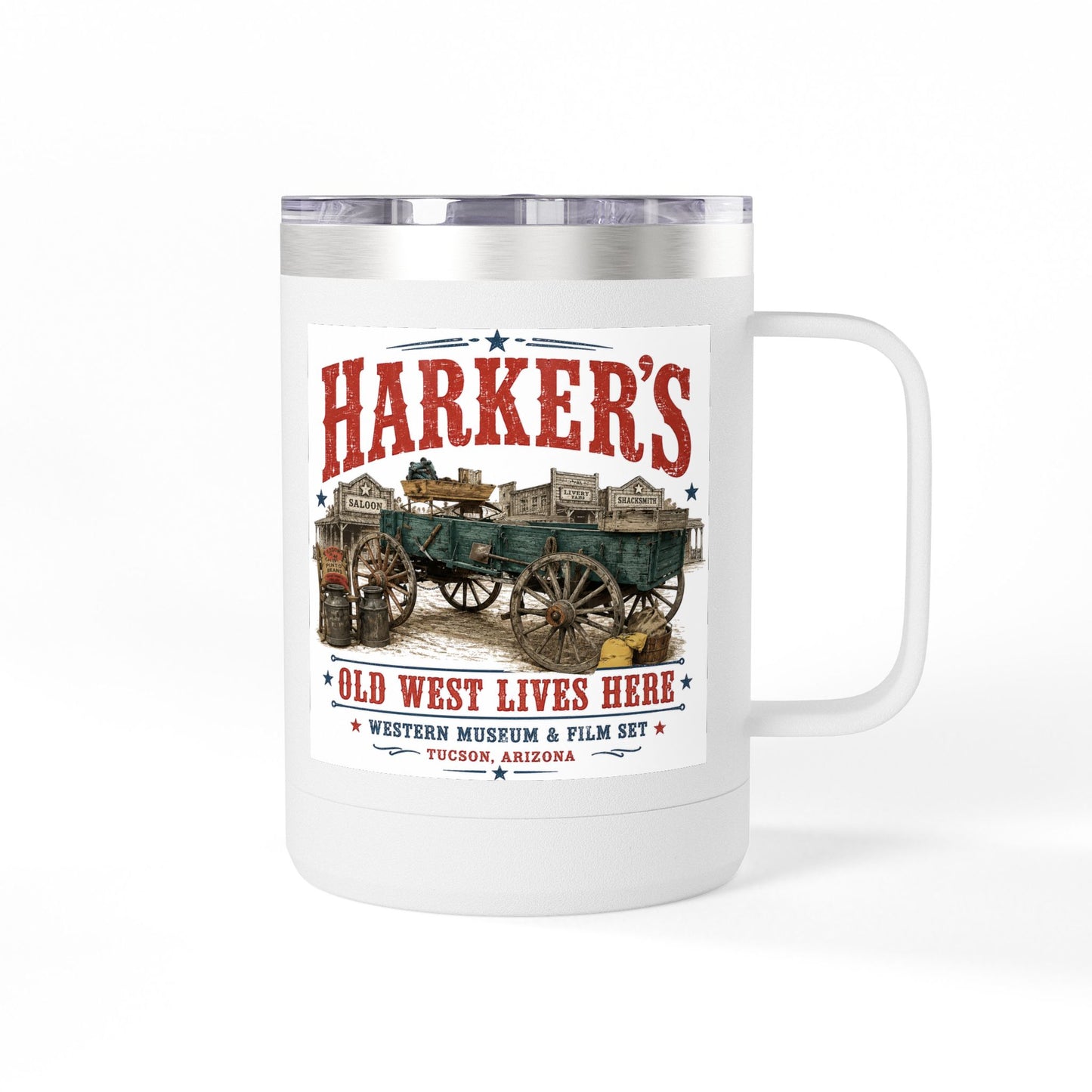 Harker's Old West Wagon 15oz Tumbler Mug