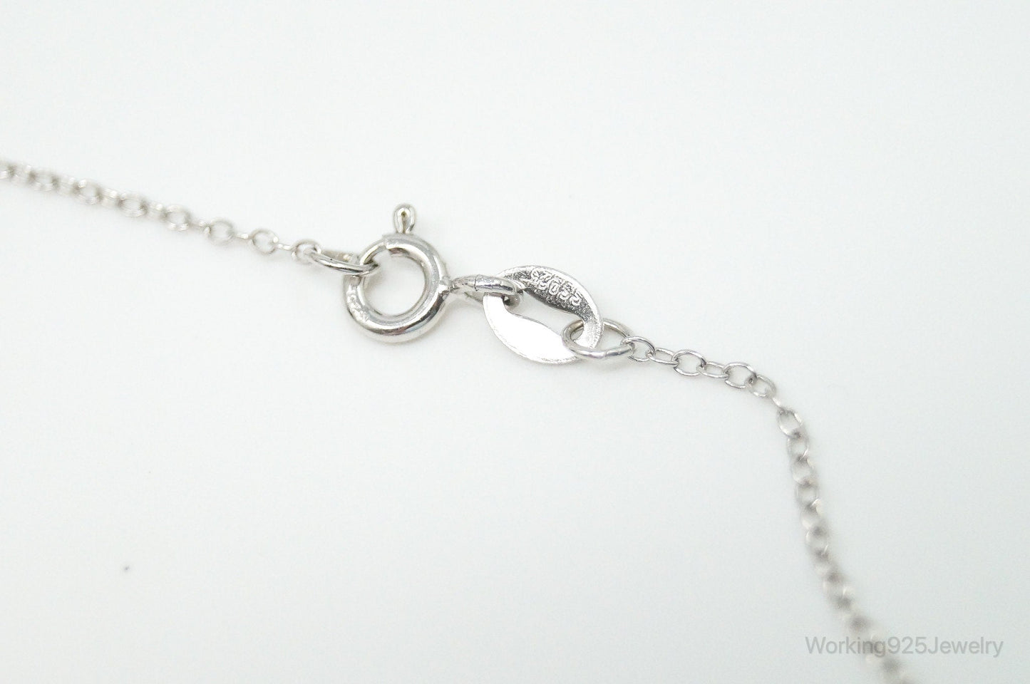 Vintage Cubic Zirconia Peace Sign Sterling Silver Necklace