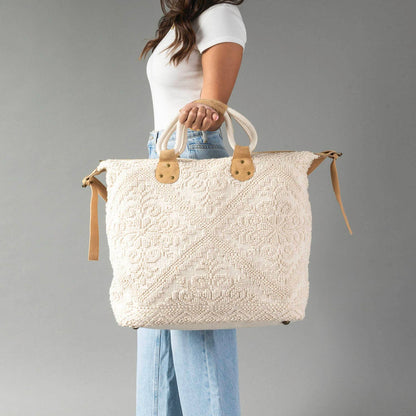 Cream Vintage Inspired Textured Tote