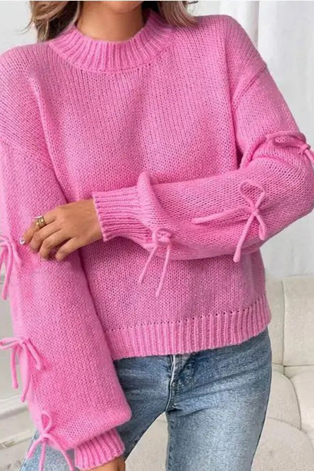 Bow sleeve knit sweater