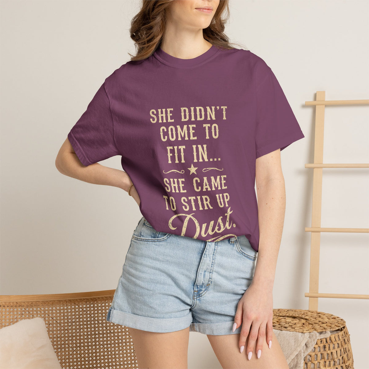 She Came to Stir Up Dust T‑Shirt — Western Inspirational Graphic Tee