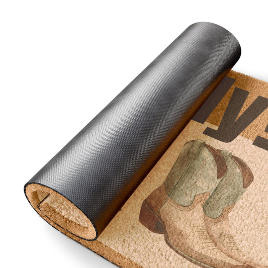 Howdy Cowboy Boots Doormat, Rustic Welcome Mat, Farmhouse Decor, Western Home Entry Rug, Gift for Cowgirl, Indoor Outdoor