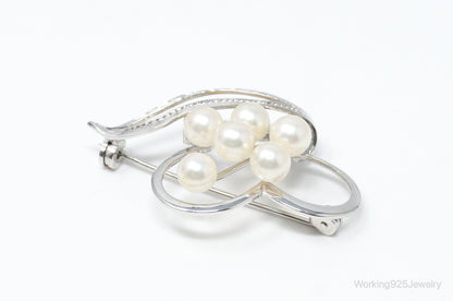 Antique Pearl Sterling Silver Brooch Pin