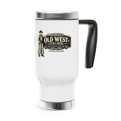 Harker's Old West Cowboy Travel Mug - 14oz Stainless Steel Tumbler with Handle