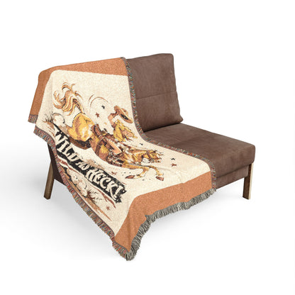 Wild As Heck Woven Blanket – Cowboy Horse Throw for Home & Ranch Decor